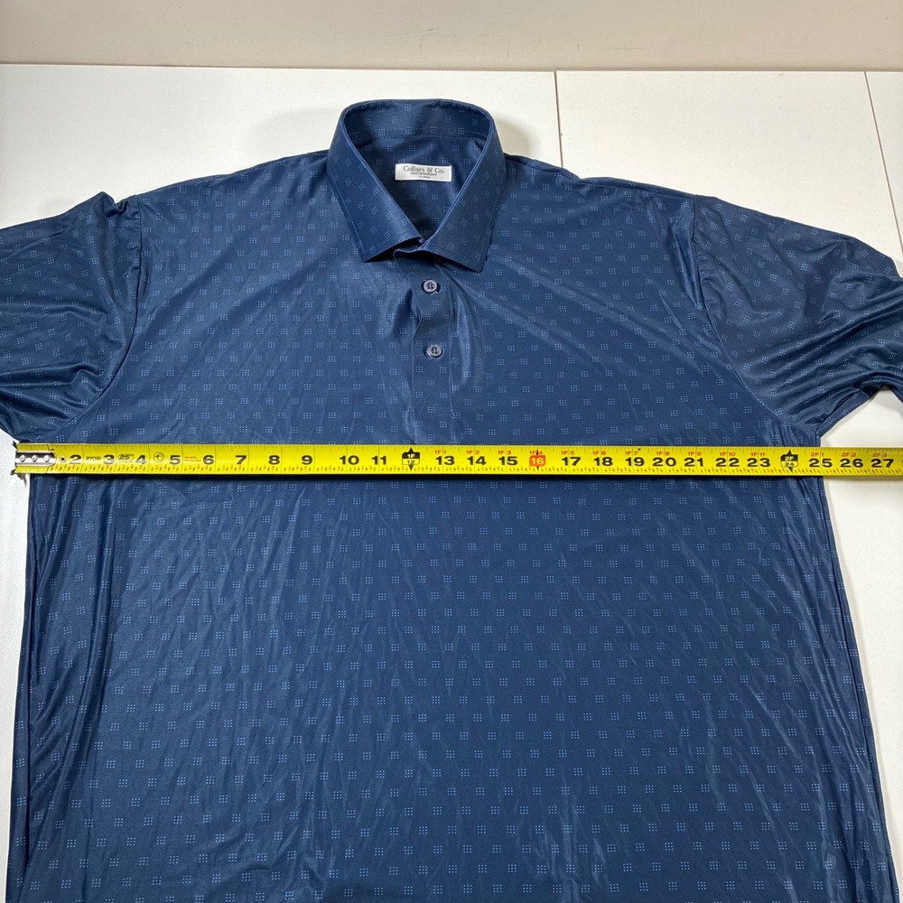 NEW Collars & Co. Polo Shirt XL Dark Blue Featherweight Geometric Print Golf - Picture 5 of 7